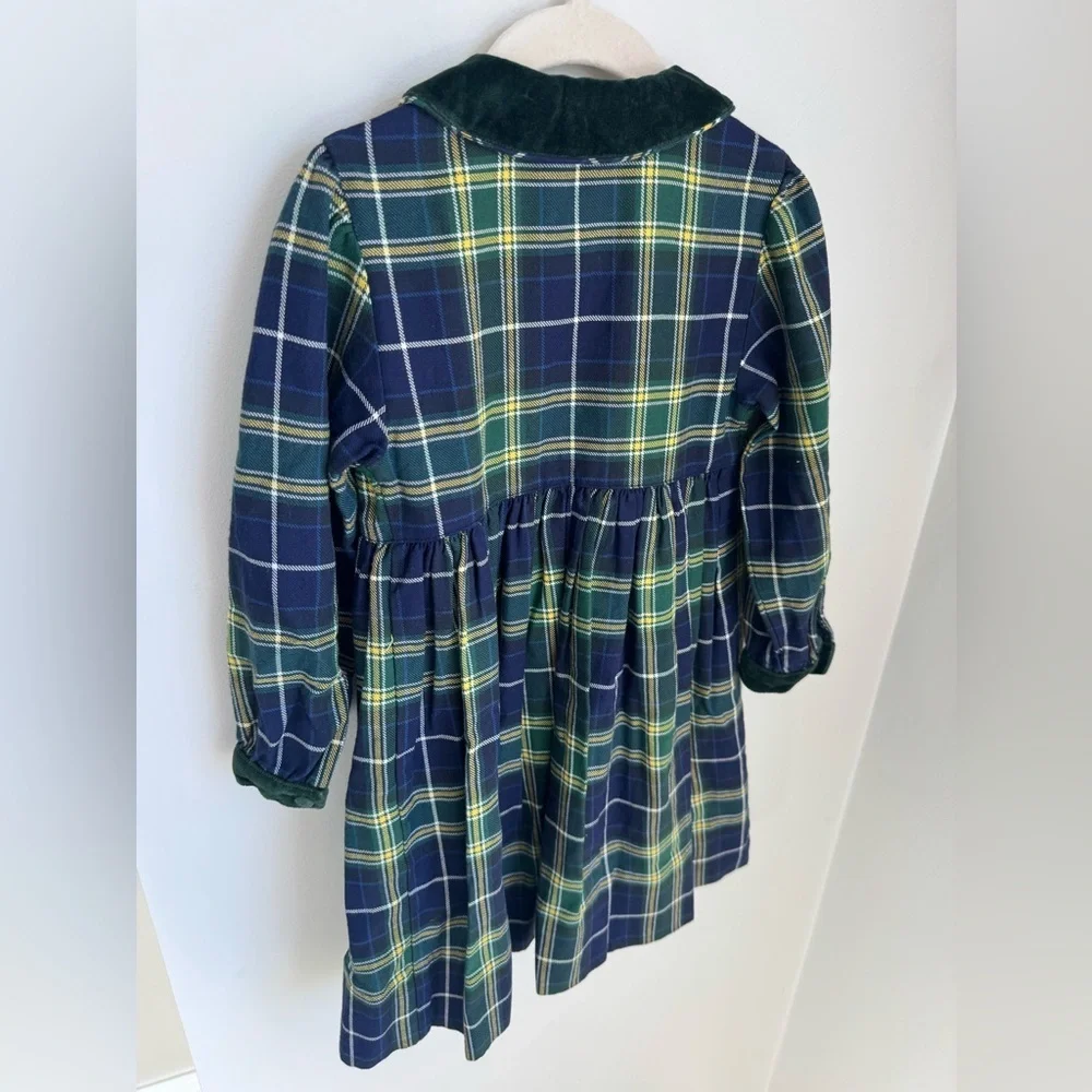 Cyrillus Vintage Girls Plaid Dress Peter Pan Collar Size 3T
